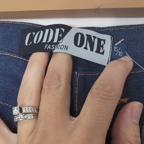 Code One NEW Women Navy Blue Cotton Blend High Rise Straight Leg Jean 15/16 NWT - Picture 11 of 17
